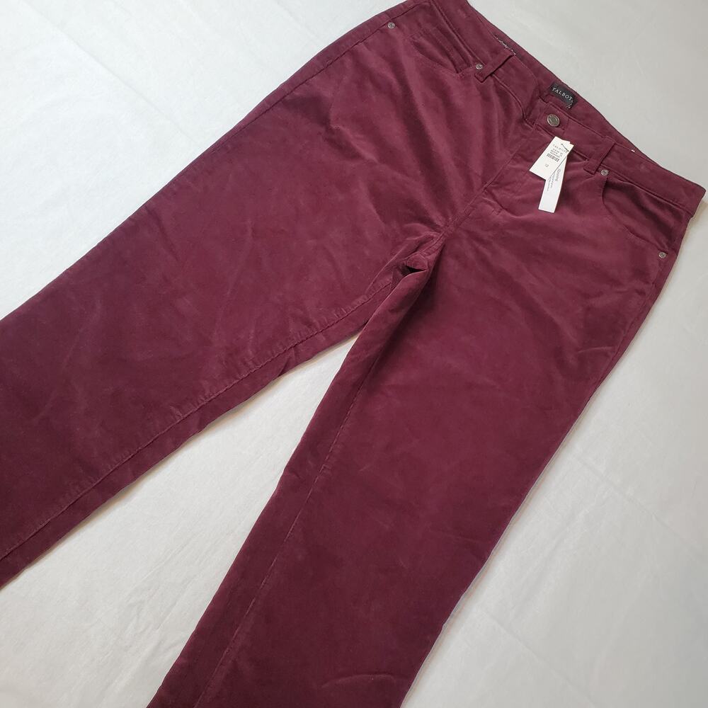Talbots Women's Size 12 NWT 5-Pocket Straight Leg Corduroy Pant Burgandy